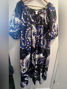 H&M Paisley Balloon Sleeve Midi Dress • XL